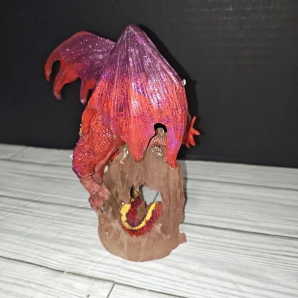 Vintage Red Pink Crawling Dragon Statue Fantasy Myth Collectible Decor - Picture 9 of 12